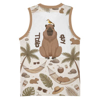Chill Capybara Vibes Basketball Jersey with Hammock and Coconut Tropical Relaxed Style