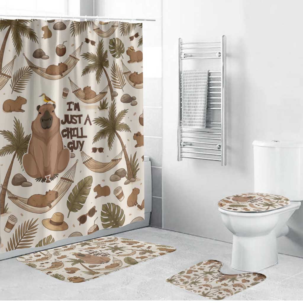 Chill Capybara Vibes Bathroom Set with Hammock and Coconut Tropical Relaxed Style