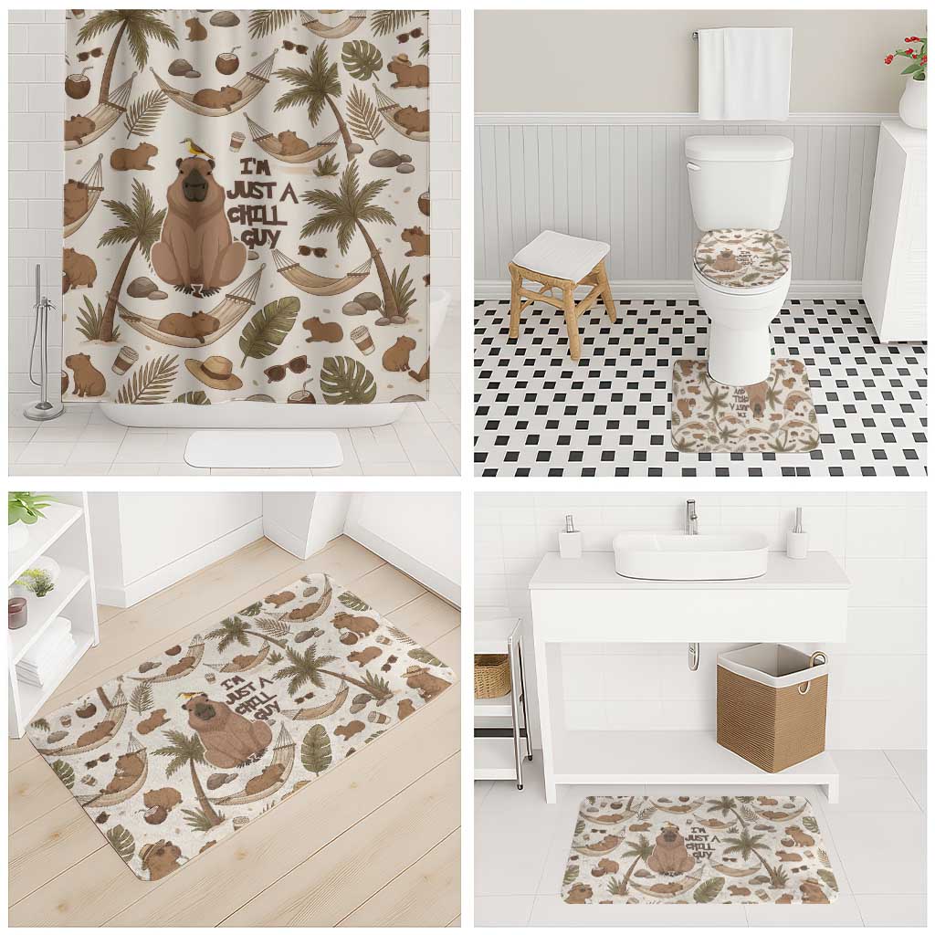Chill Capybara Vibes Bathroom Set with Hammock and Coconut Tropical Relaxed Style
