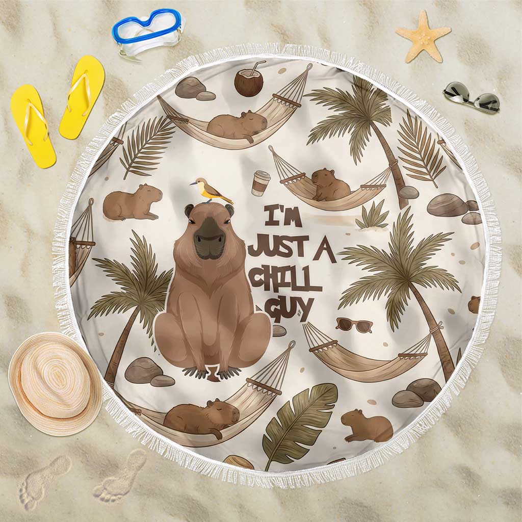 Chill Capybara Vibes Beach Blanket with Hammock and Coconut Tropical Relaxed Style