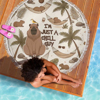 Chill Capybara Vibes Beach Blanket with Hammock and Coconut Tropical Relaxed Style