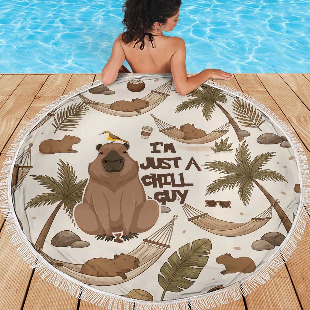 Chill Capybara Vibes Beach Blanket with Hammock and Coconut Tropical Relaxed Style