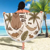 Chill Capybara Vibes Beach Blanket with Hammock and Coconut Tropical Relaxed Style