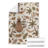 Chill Capybara Vibes Blanket with Hammock and Coconut Tropical Relaxed Style