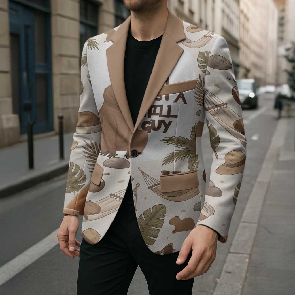 Chill Capybara Vibes Blazer with Hammock and Coconut Tropical Relaxed Style