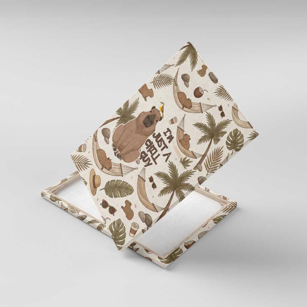 Chill Capybara Vibes Canvas Wall Art with Hammock and Coconut Tropical Relaxed Style