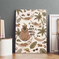 Chill Capybara Vibes Canvas Wall Art with Hammock and Coconut Tropical Relaxed Style