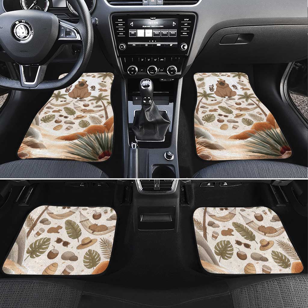 Chill Capybara Vibes Car Mats with Hammock and Coconut Tropical Relaxed Style