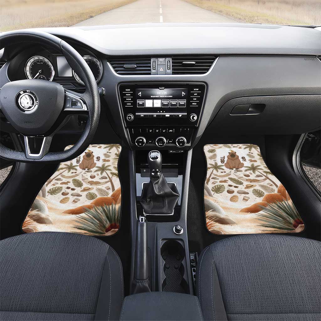 Chill Capybara Vibes Car Mats with Hammock and Coconut Tropical Relaxed Style