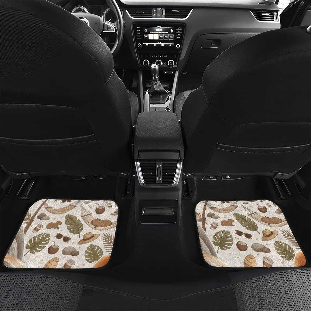 Chill Capybara Vibes Car Mats with Hammock and Coconut Tropical Relaxed Style