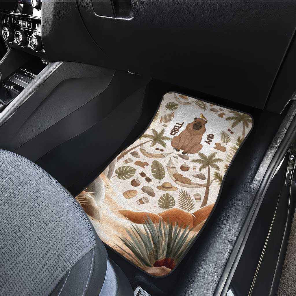 Chill Capybara Vibes Car Mats with Hammock and Coconut Tropical Relaxed Style