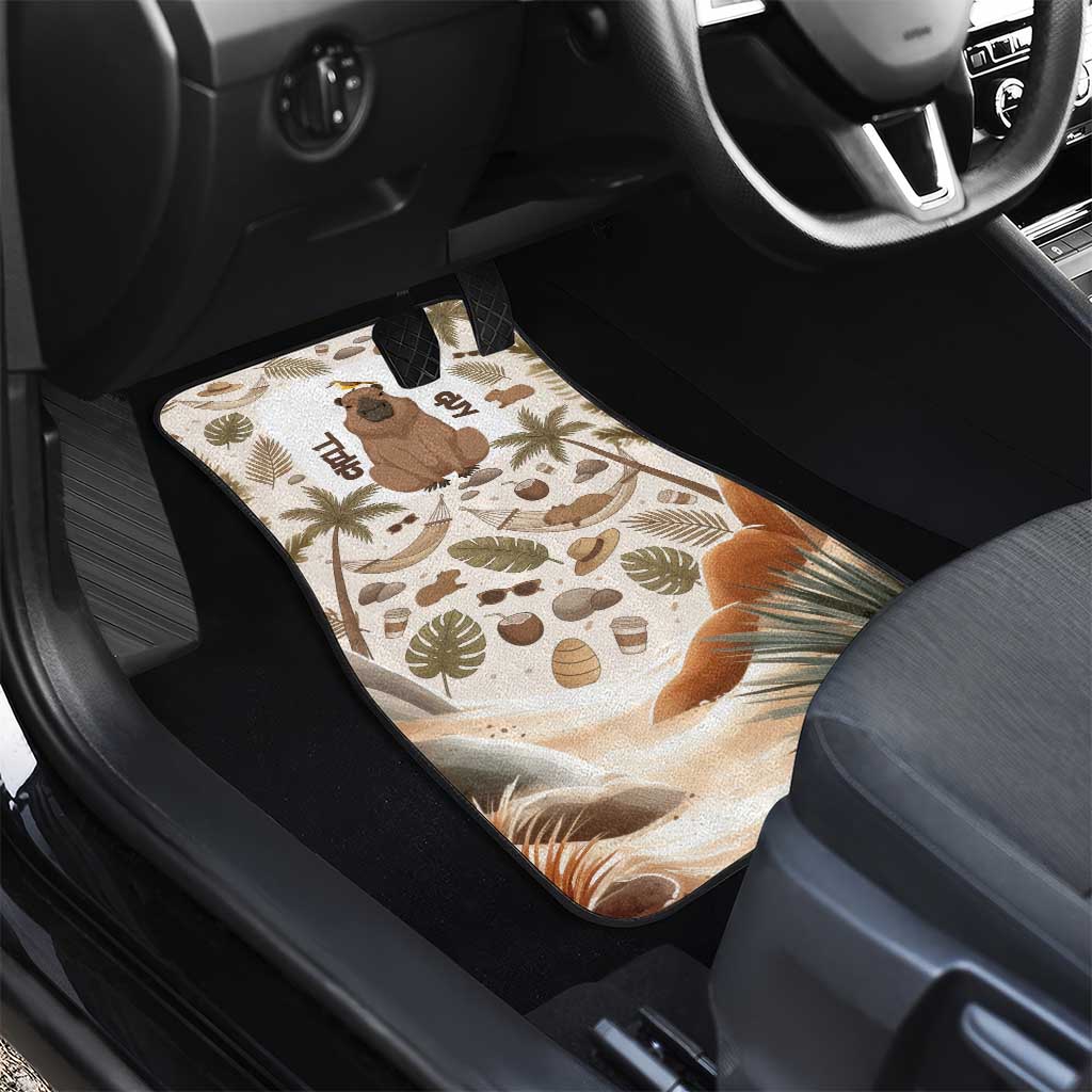 Chill Capybara Vibes Car Mats with Hammock and Coconut Tropical Relaxed Style