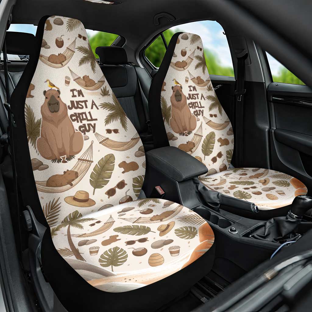 Chill Capybara Vibes Car Seat Cover with Hammock and Coconut Tropical Relaxed Style