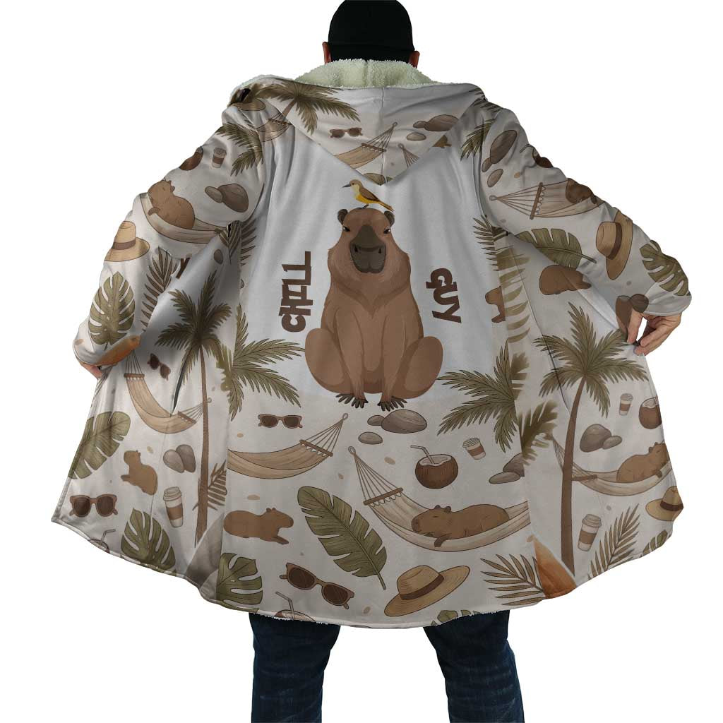 Chill Capybara Vibes Cloak with Hammock and Coconut Tropical Relaxed Style