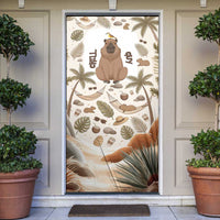 Chill Capybara Vibes Door Cover with Hammock and Coconut Tropical Relaxed Style