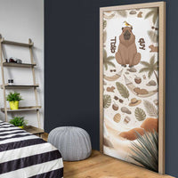 Chill Capybara Vibes Door Cover with Hammock and Coconut Tropical Relaxed Style