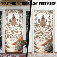Chill Capybara Vibes Door Cover with Hammock and Coconut Tropical Relaxed Style