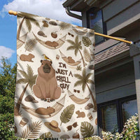 Chill Capybara Vibes Garden Flag with Hammock and Coconut Tropical Relaxed Style