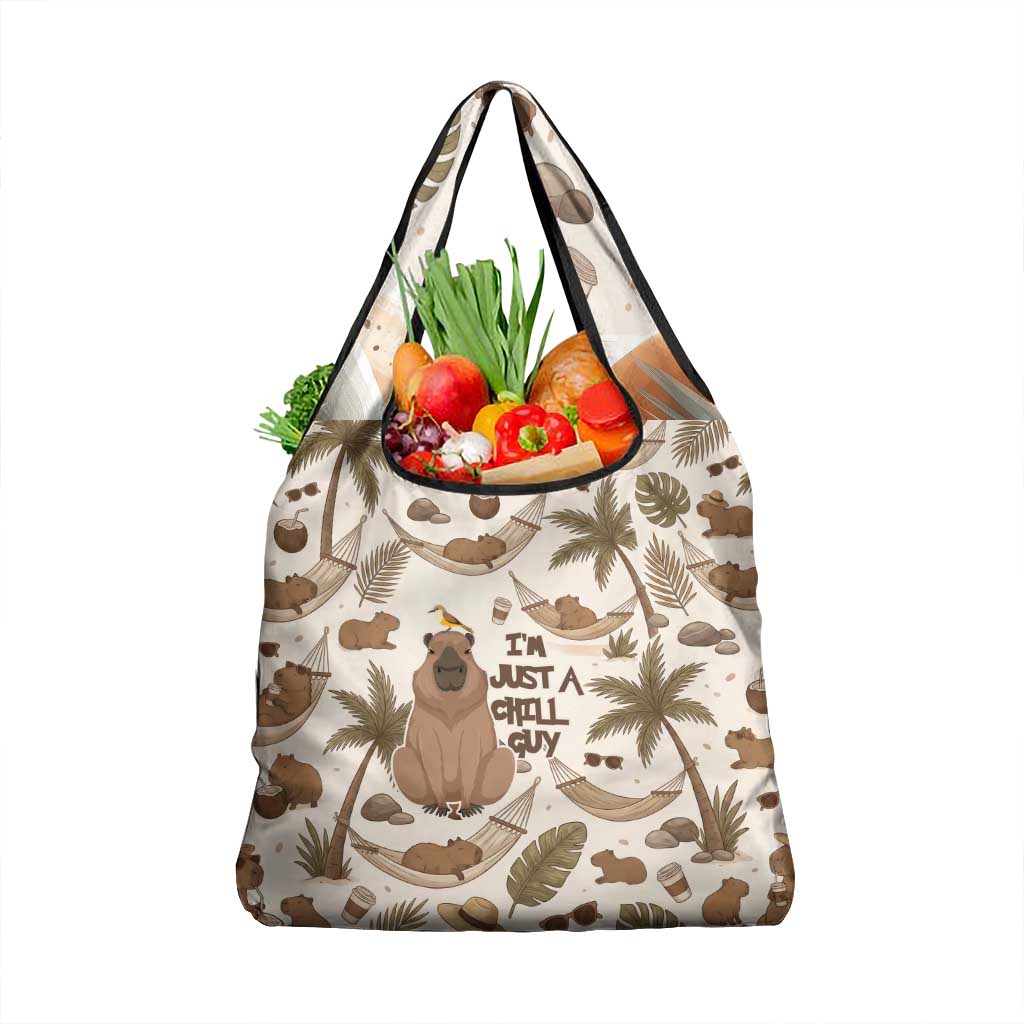 Chill Capybara Vibes Grocery Bag with Hammock and Coconut Tropical Relaxed Style
