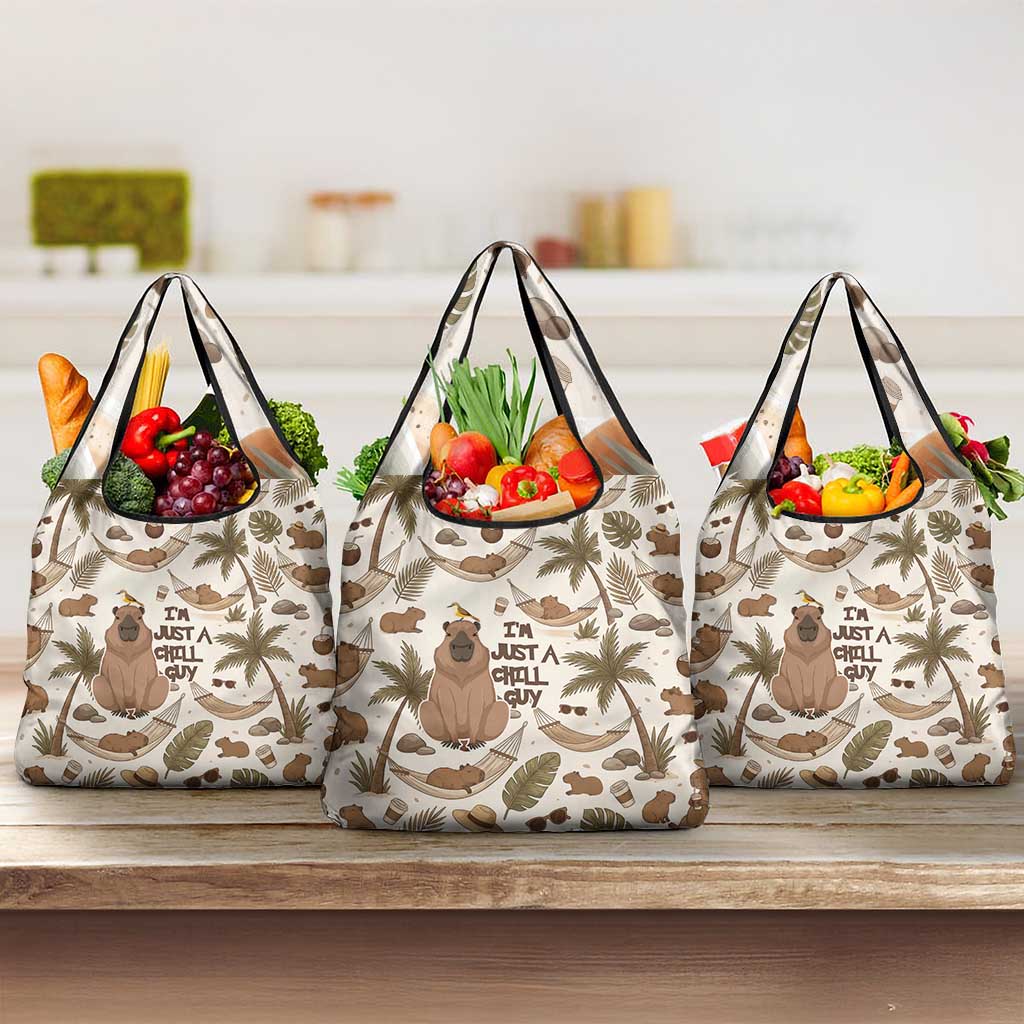 Chill Capybara Vibes Grocery Bag with Hammock and Coconut Tropical Relaxed Style