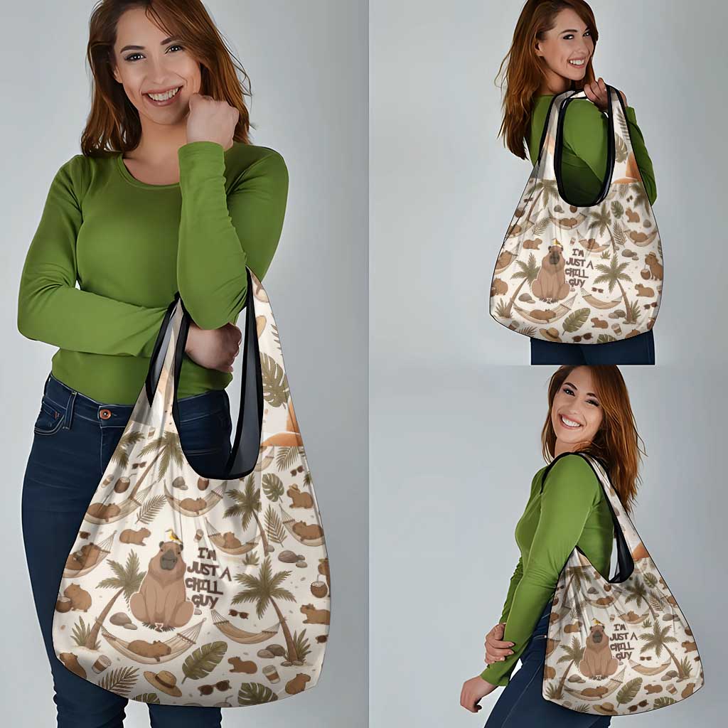 Chill Capybara Vibes Grocery Bag with Hammock and Coconut Tropical Relaxed Style
