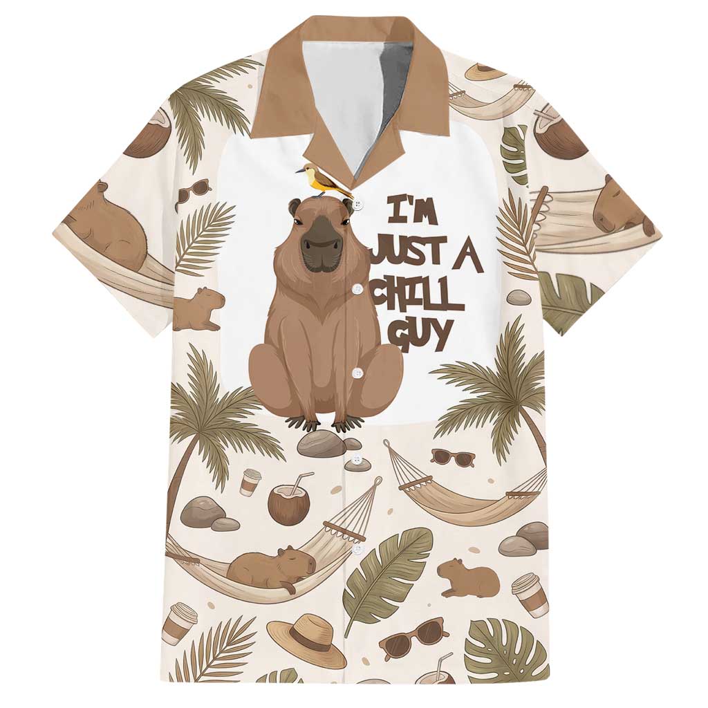 Chill Capybara Vibes Hawaiian Shirt with Hammock and Coconut Tropical Relaxed Style