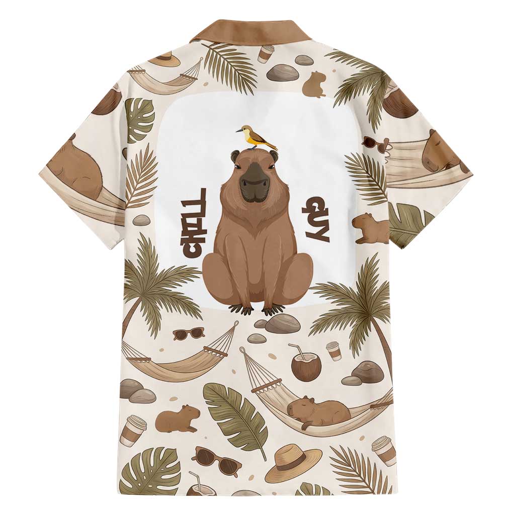 Chill Capybara Vibes Hawaiian Shirt with Hammock and Coconut Tropical Relaxed Style