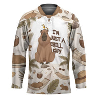 Chill Capybara Vibes Hockey Jersey with Hammock and Coconut Tropical Relaxed Style