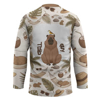 Chill Capybara Vibes Hockey Jersey with Hammock and Coconut Tropical Relaxed Style