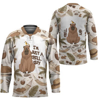 Chill Capybara Vibes Hockey Jersey with Hammock and Coconut Tropical Relaxed Style