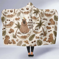 Chill Capybara Vibes Hooded Blanket with Hammock and Coconut Tropical Relaxed Style