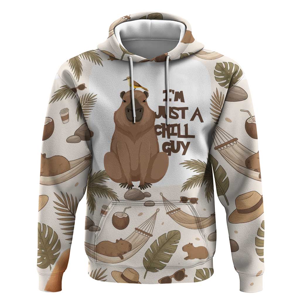 Chill Capybara Vibes Hoodie with Hammock and Coconut Tropical Relaxed Style