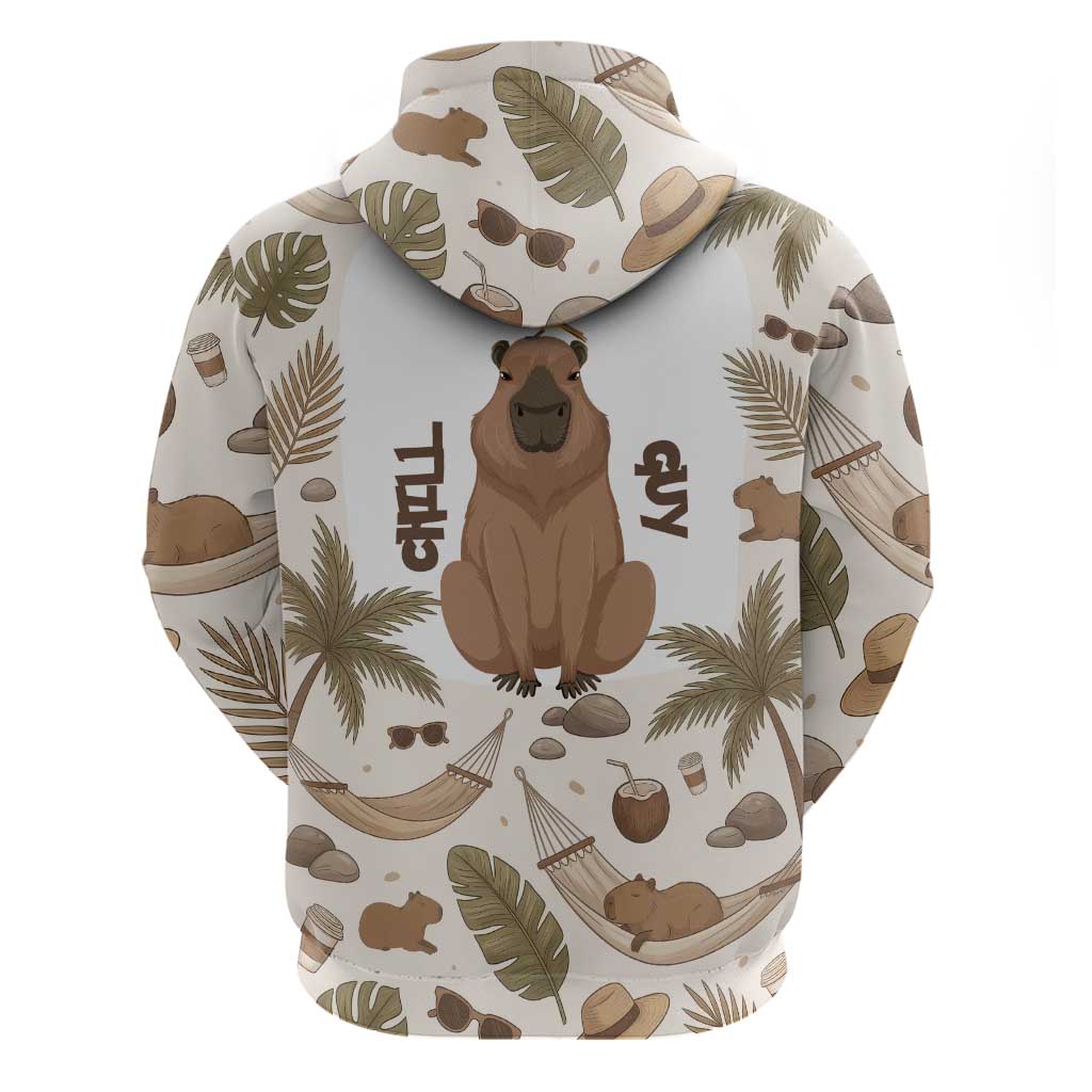 Chill Capybara Vibes Hoodie with Hammock and Coconut Tropical Relaxed Style