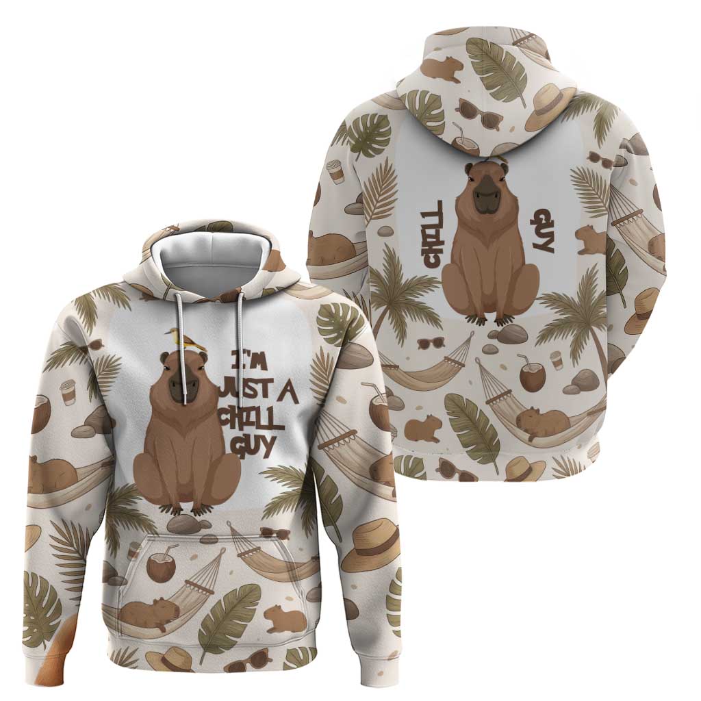 Chill Capybara Vibes Hoodie with Hammock and Coconut Tropical Relaxed Style