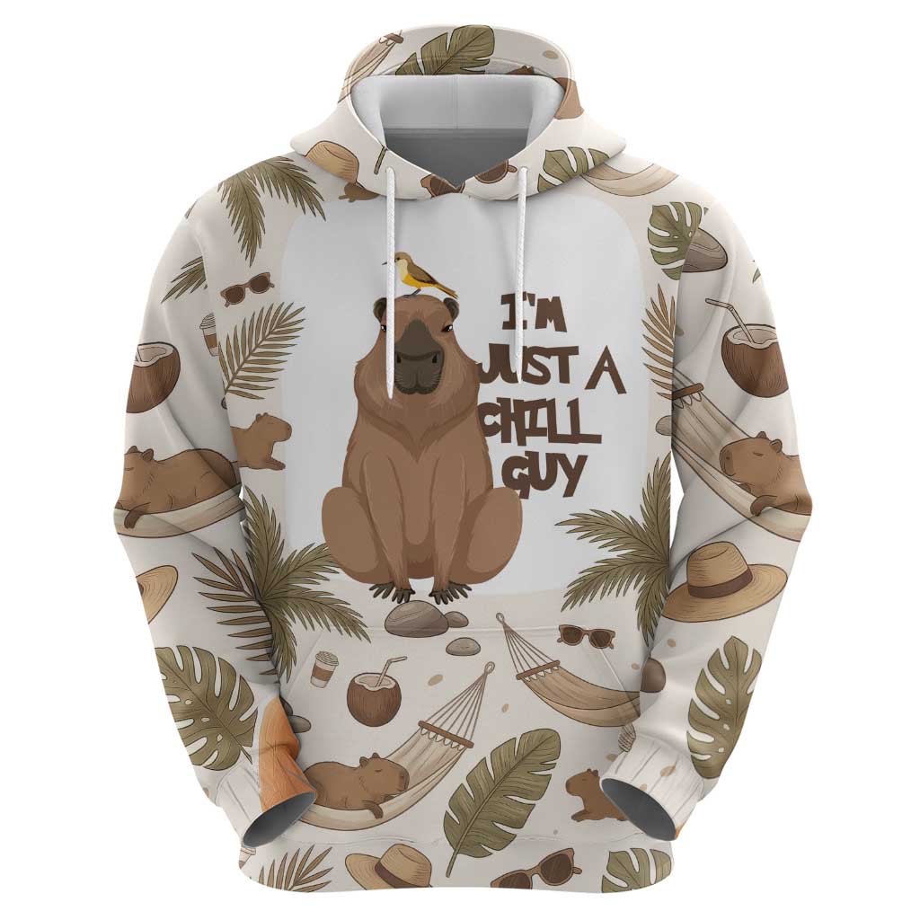 Chill Capybara Vibes Hoodie with Hammock and Coconut Tropical Relaxed Style