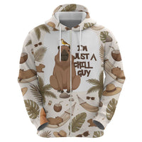 Chill Capybara Vibes Hoodie with Hammock and Coconut Tropical Relaxed Style