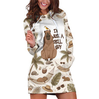 Chill Capybara Vibes Hoodie Dress with Hammock and Coconut Tropical Relaxed Style