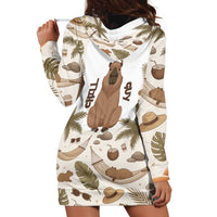 Chill Capybara Vibes Hoodie Dress with Hammock and Coconut Tropical Relaxed Style