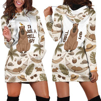 Chill Capybara Vibes Hoodie Dress with Hammock and Coconut Tropical Relaxed Style
