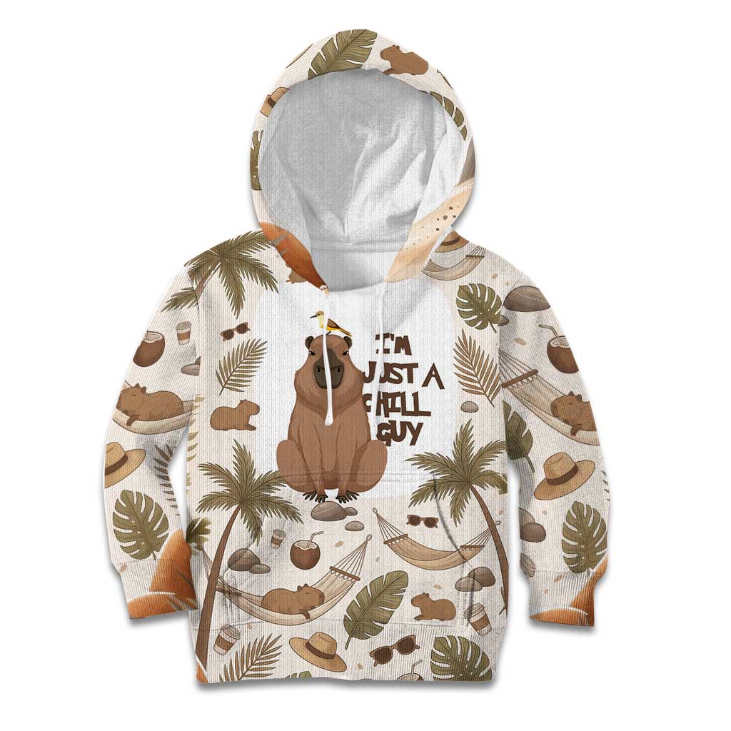 Chill Capybara Vibes Kid Hoodie with Hammock and Coconut Tropical Relaxed Style