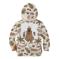 Chill Capybara Vibes Kid Hoodie with Hammock and Coconut Tropical Relaxed Style