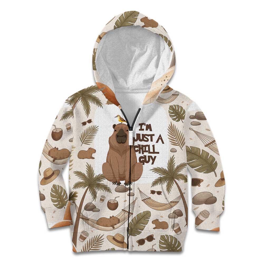 Chill Capybara Vibes Kid Hoodie with Hammock and Coconut Tropical Relaxed Style