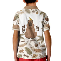Chill Capybara Vibes Kid Polo Shirt with Hammock and Coconut Tropical Relaxed Style