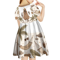 Chill Capybara Vibes Kid Short Sleeve Dress with Hammock and Coconut Tropical Relaxed Style