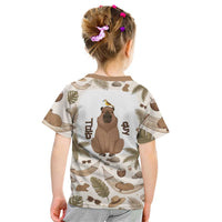 Chill Capybara Vibes Kid T Shirt with Hammock and Coconut Tropical Relaxed Style