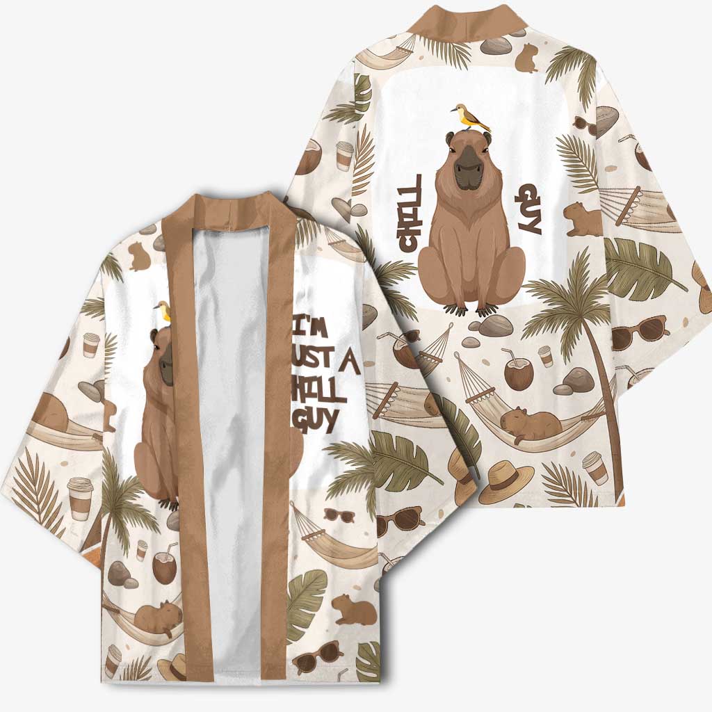 Chill Capybara Vibes Kimono with Hammock and Coconut Tropical Relaxed Style