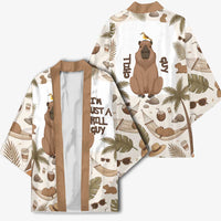 Chill Capybara Vibes Kimono with Hammock and Coconut Tropical Relaxed Style
