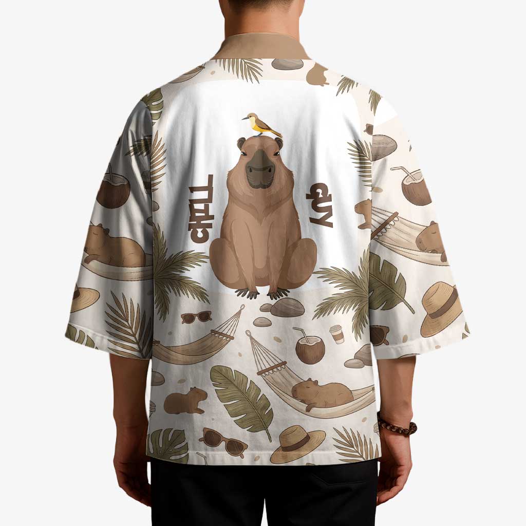 Chill Capybara Vibes Kimono with Hammock and Coconut Tropical Relaxed Style