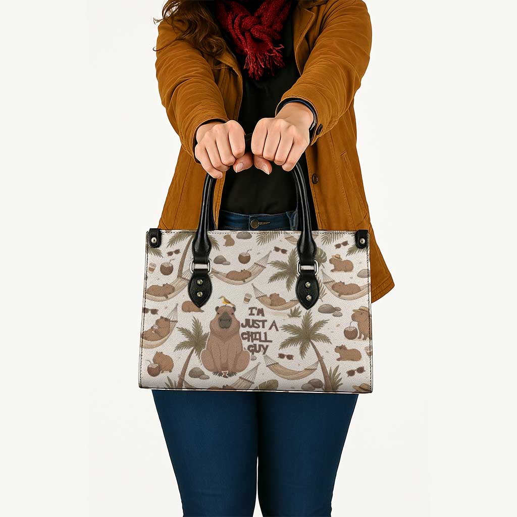 Chill Capybara Vibes Leather Bag with Hammock and Coconut Tropical Relaxed Style
