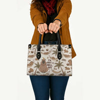 Chill Capybara Vibes Leather Bag with Hammock and Coconut Tropical Relaxed Style